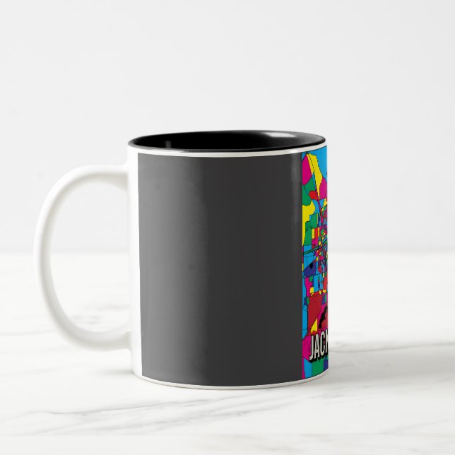Caneca De Café Em Dois Tons Mapa da Cidade de Jacksonville - Abstrato de Arte  (Esquerda)