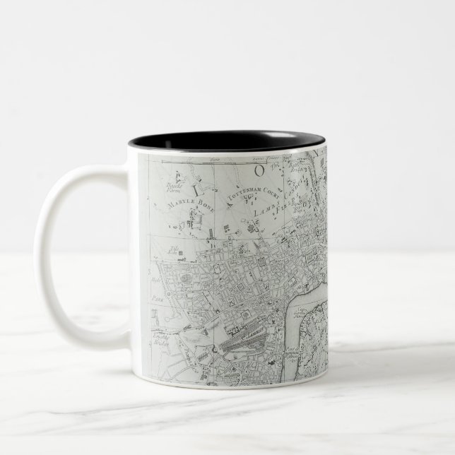Caneca De Café Em Dois Tons Mapa da cidade de Londres antiga e negra (Esquerda)