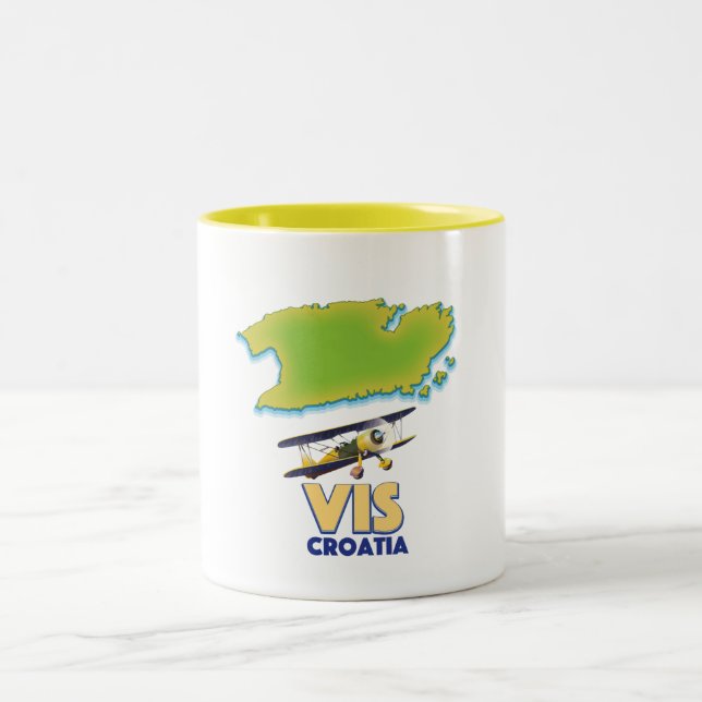 Caneca De Café Em Dois Tons Mapa da Croácia Vis (Centro)