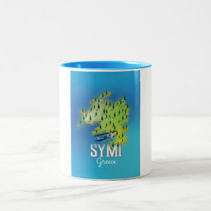 Caneca De Café Em Dois Tons Mapa da Ilha de Symi Grécia poster de viagem.