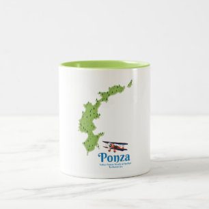 Caneca De Café Em Dois Tons Mapa da ilha italiana de Ponza.