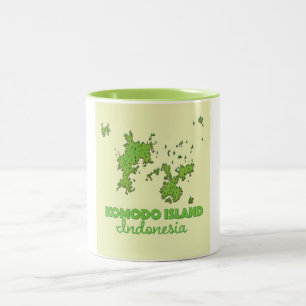 Caneca De Café Em Dois Tons Mapa da ilha Komodo Indonésia
