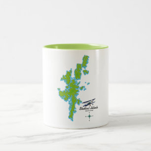 Caneca De Café Em Dois Tons Mapa das ilhas Shetland