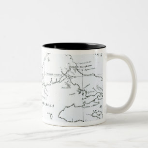 Caneca De Café Em Dois Tons Mapa das partes de Europa e de Ásia