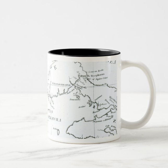 Caneca De Café Em Dois Tons Mapa das partes de Europa e de Ásia (Direita)