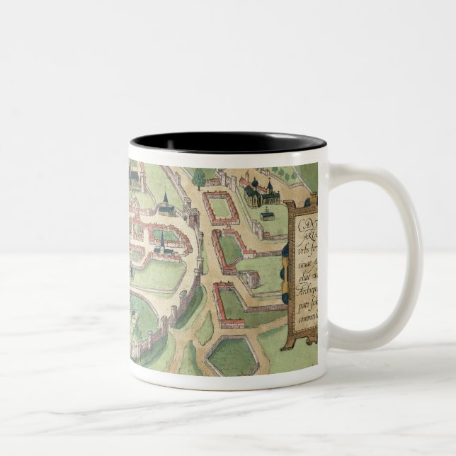 Caneca De Café Em Dois Tons Mapa de Canterbury, 'de Civitates Orbis Terrarum (Direita)