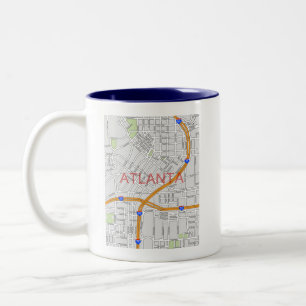 Caneca De Café Em Dois Tons Mapa de estradas de Atlanta Peachtree