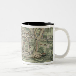 Caneca De Café Em Dois Tons Mapa de Exeter, de "Civitates Orbis Terrarum"