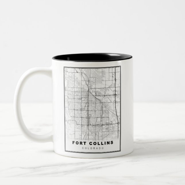Caneca De Café Em Dois Tons Mapa de Fort Collins (Esquerda)
