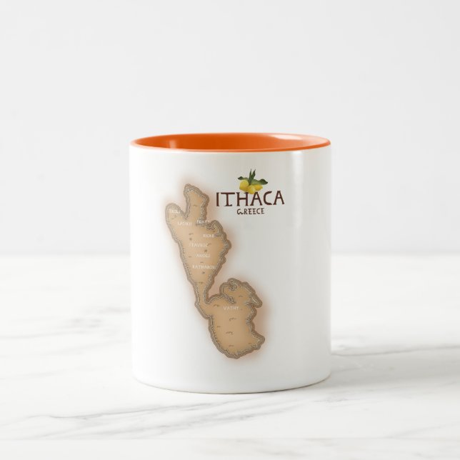 Caneca De Café Em Dois Tons mapa de grécia ithaca (Centro)