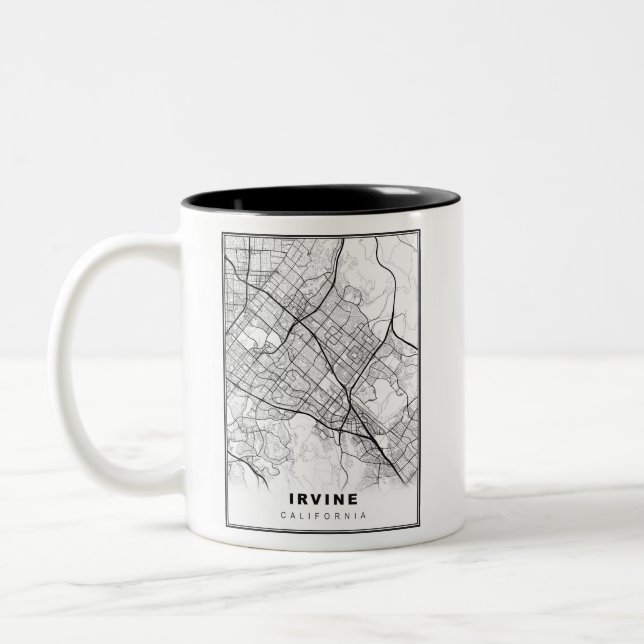Caneca De Café Em Dois Tons Mapa de Irvine (Esquerda)