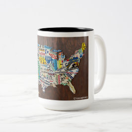 Caneca De Café Em Dois Tons Mapa de Licença de 15 oz, com dois tons