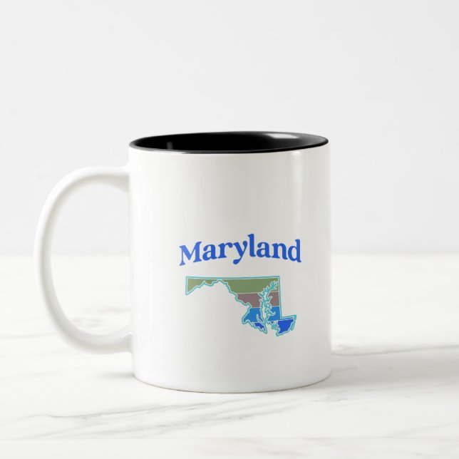 Caneca De Café Em Dois Tons Mapa de Maryland (Esquerda)