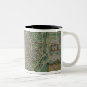 Caneca De Café Em Dois Tons Mapa de Milão, de "Civitates Orbis Terrarum" por 