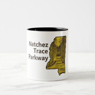 Caneca De Café Em Dois Tons Mapa de Natchez Trace Parkway Mississippi