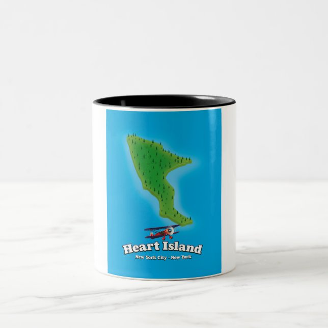 Caneca De Café Em Dois Tons Mapa de Nova Iorque Hart Island (Centro)