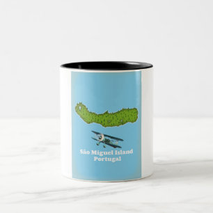 Caneca De Café Em Dois Tons Mapa de Portugal Ilha de São Miguel