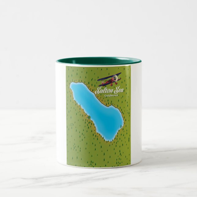 Caneca De Café Em Dois Tons Mapa de Salton Sea California USA (Centro)
