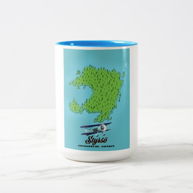 Caneca De Café Em Dois Tons Mapa de Styrsö Gotemburgo Suécia (Centro)
