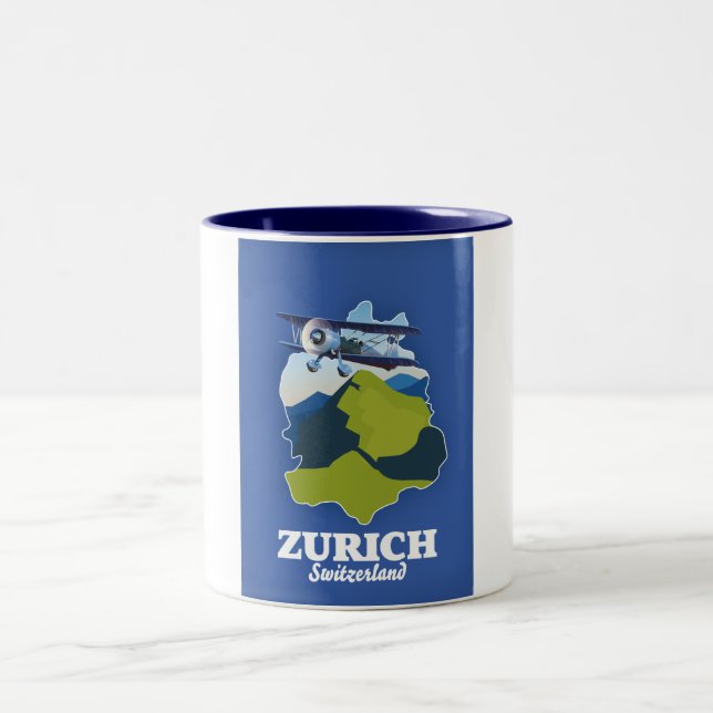 Caneca De Café Em Dois Tons Mapa de Suiça da Região Zurique (Centro)