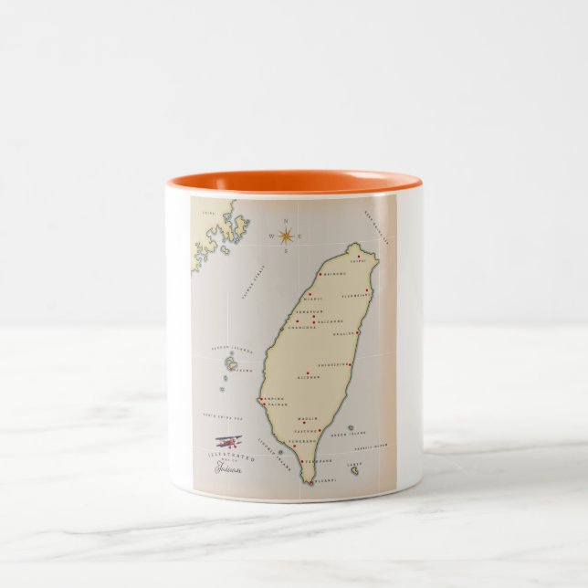 Caneca De Café Em Dois Tons Mapa de Taiwan (Centro)