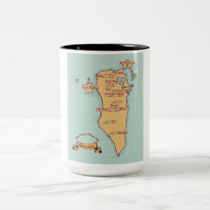 Caneca De Café Em Dois Tons Mapa de viagem antigo do Bahrein