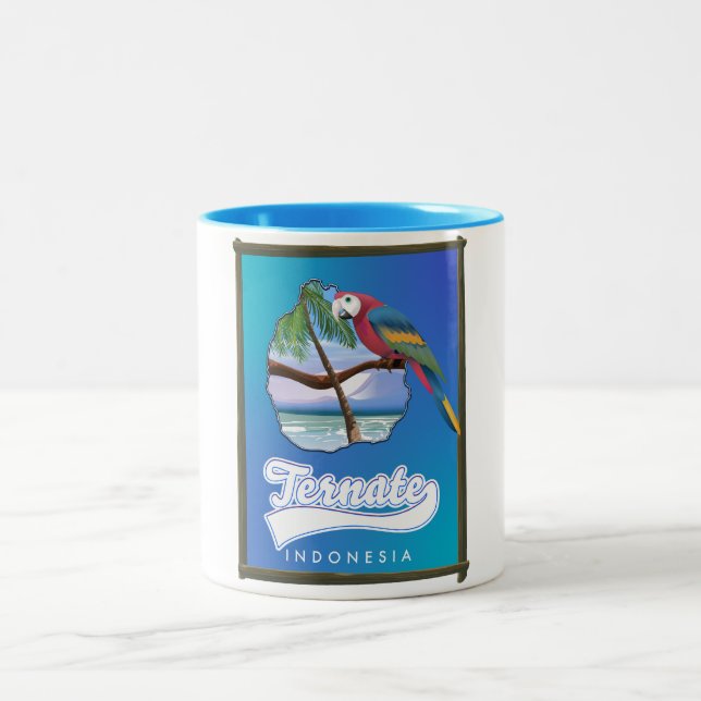 Caneca De Café Em Dois Tons Mapa de viagem da Ilha Nias Indonésia  (Centro)