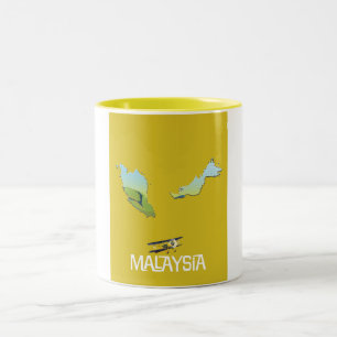 Caneca De Café Em Dois Tons Mapa de Viagem da Malásia