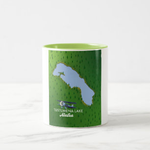 Caneca De Café Em Dois Tons Mapa de viagem do Lago Tustumena