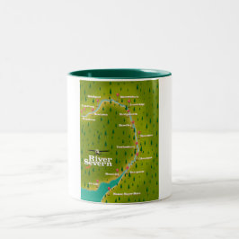 Caneca De Café Em Dois Tons Mapa de viagem do rio Severn País de Gales Inglate