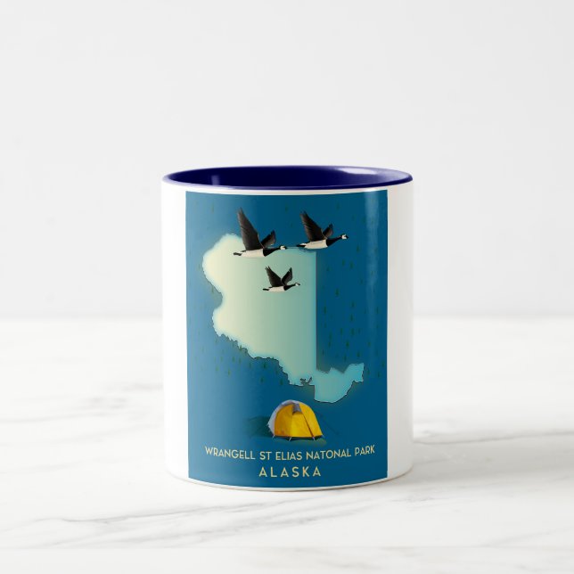 Caneca De Café Em Dois Tons mapa de Wrangell St Elias Alasca (Centro)