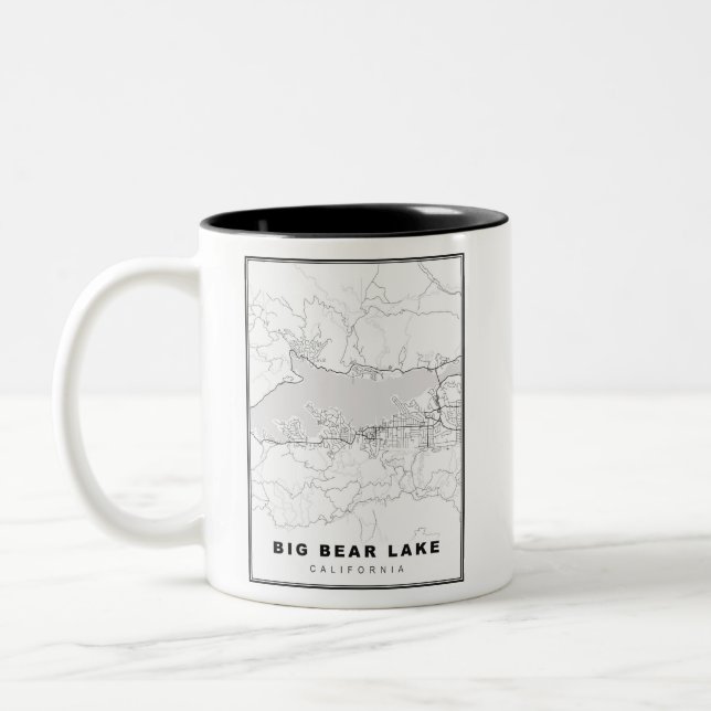 Caneca De Café Em Dois Tons Mapa do Big Bear Lake (Esquerda)