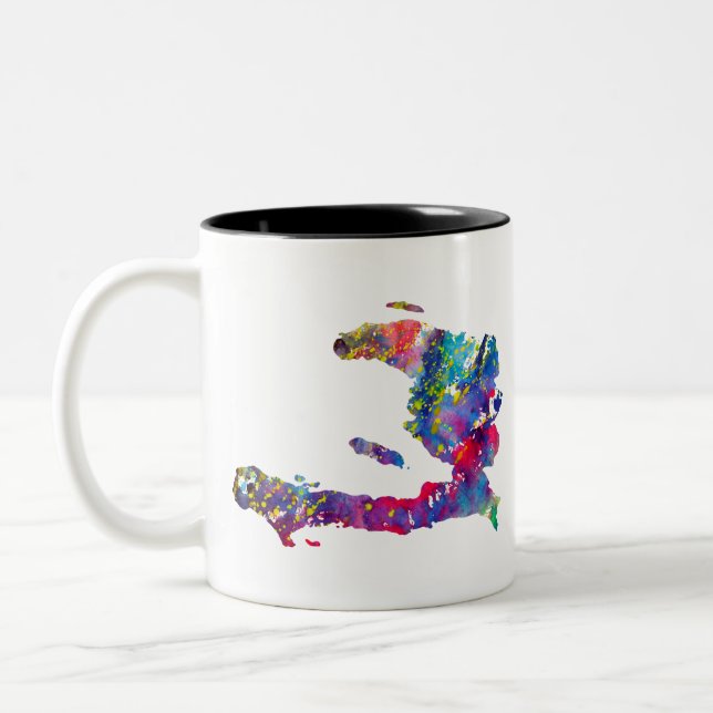 Caneca De Café Em Dois Tons Mapa do Haiti (Esquerda)