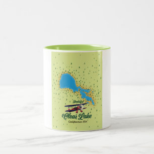 Caneca De Café Em Dois Tons Mapa do Lago Clear Califórnia EUA