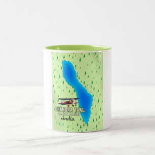 Caneca De Café Em Dois Tons Mapa do lago indiano Chandra Taal Himachal Pradesh