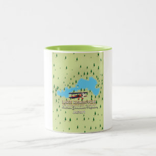 Caneca De Café Em Dois Tons Mapa do lago Kawaguchi Fujikawaguchiko & do Minobu