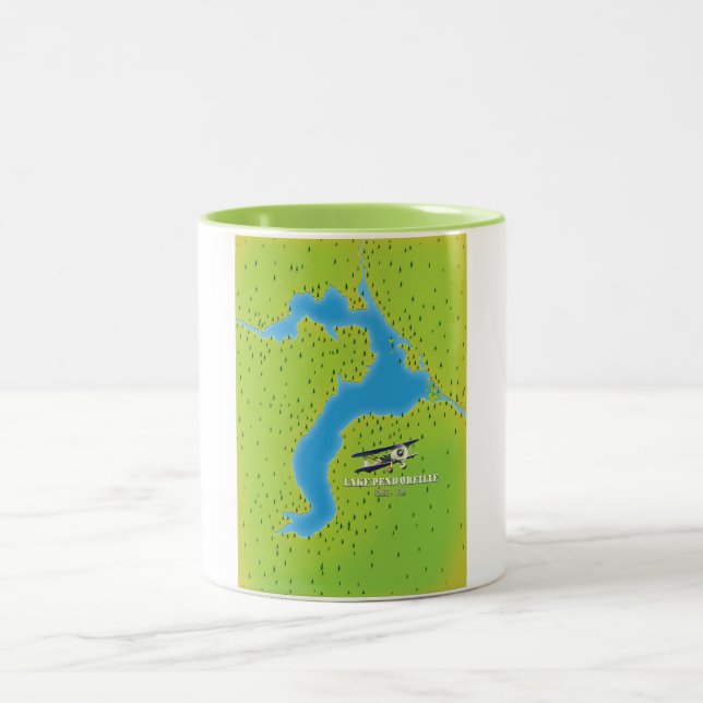 Caneca De Café Em Dois Tons mapa do lago pend idaho Lago (Centro)