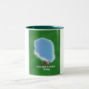 Caneca De Café Em Dois Tons Mapa do Lago Salda