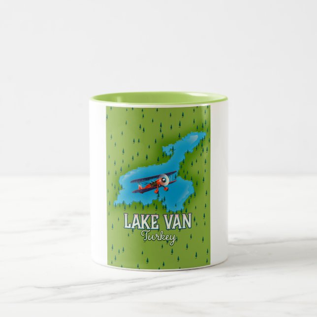 Caneca De Café Em Dois Tons Mapa do Lago Van Turquia (Centro)