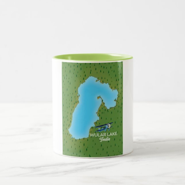 Caneca De Café Em Dois Tons Mapa do Lago Wular India (Centro)