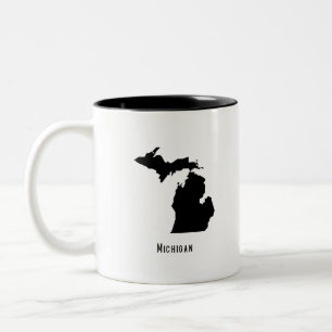 Caneca De Café Em Dois Tons Mapa do Michigan - Mapa Moderno do Michigan a Pret