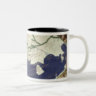 Caneca De Café Em Dois Tons Mapa do mundo conhecido, 'de Geographia