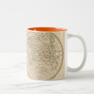 Caneca De Café Em Dois Tons Mapa do mundo do vintage