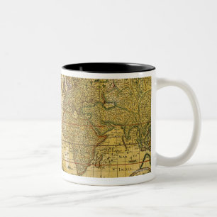 Caneca De Café Em Dois Tons Mapa do mundo do vintage