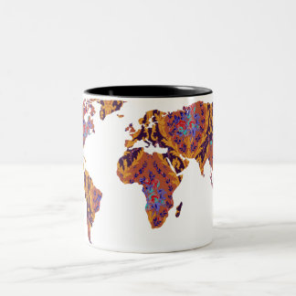 Caneca De Café Em Dois Tons Mapa do Mundo Vitoriano Moderno | Mug Viajante Mun