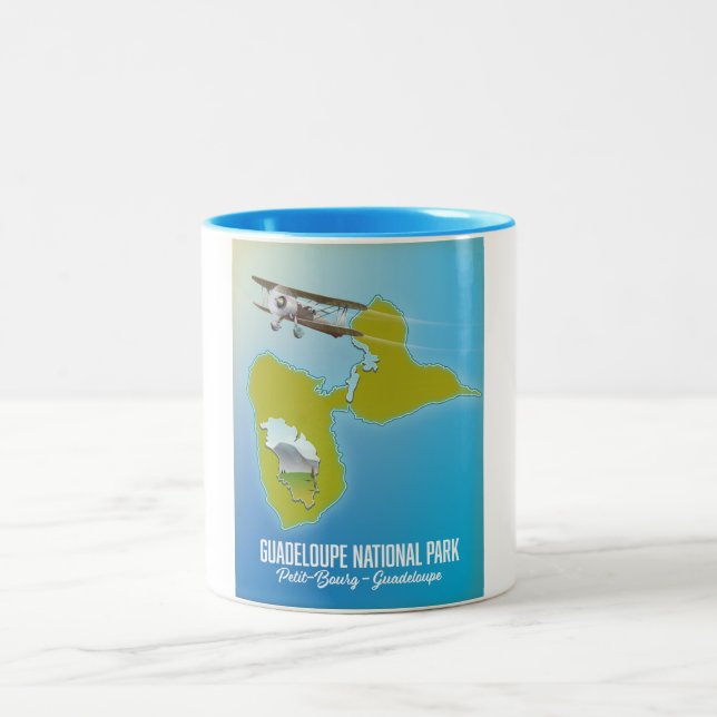 Caneca De Café Em Dois Tons Mapa do Parque Nacional de Guadalupe (Centro)