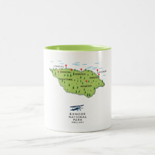 Caneca De Café Em Dois Tons mapa do Parque Nacional Exmoor