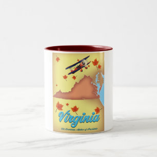 Caneca De Café Em Dois Tons Mapa do Poster de viagens de Retro do Estado da Vi