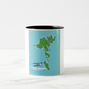 Caneca De Café Em Dois Tons Mapa do Reino da Dinamarca das Ilhas Faroé