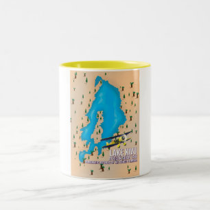 Caneca De Café Em Dois Tons Mapa do viagem do lago Excelente do lago Kivu.